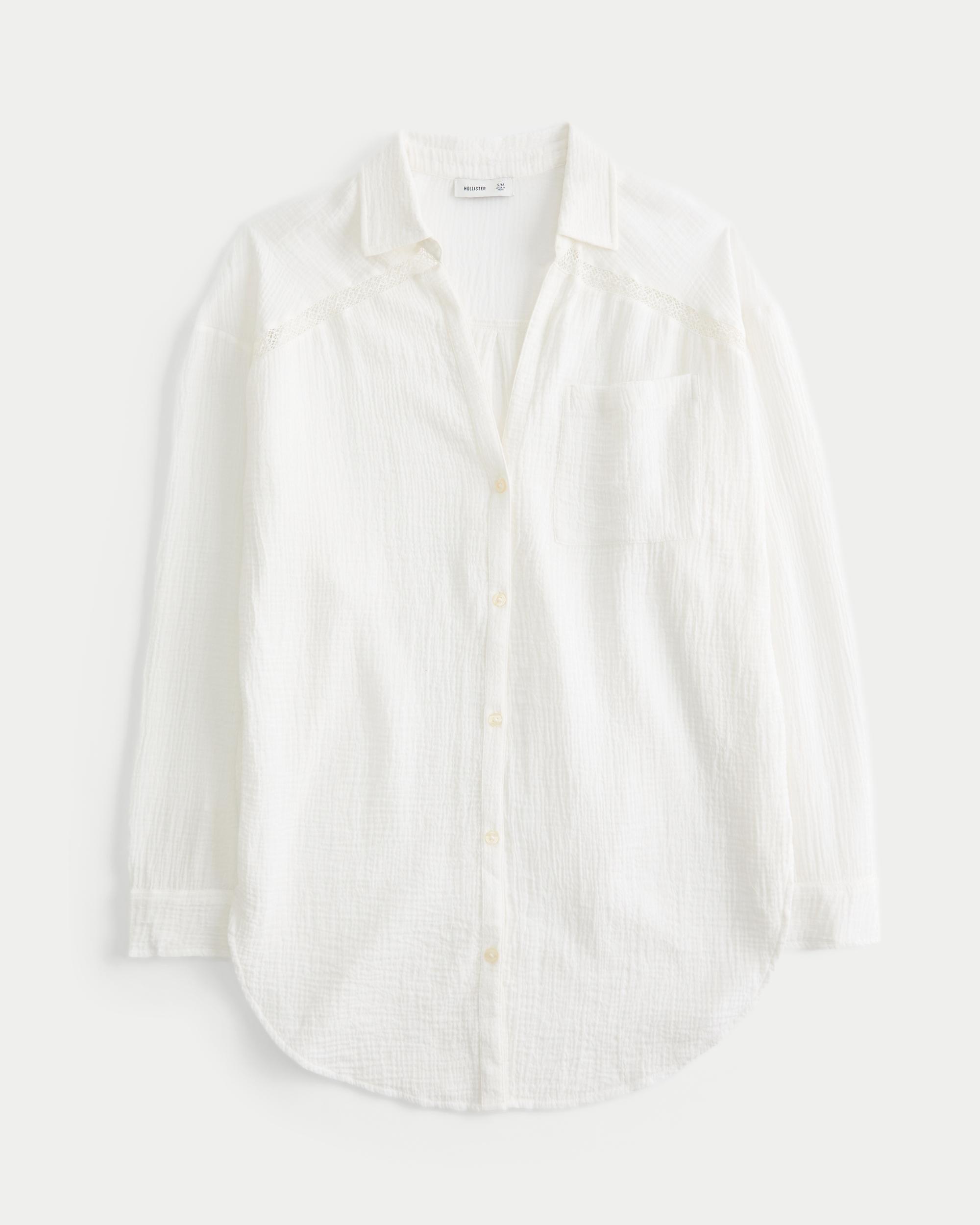 Gauze Button-Through Mini Shirt Dress Product Image