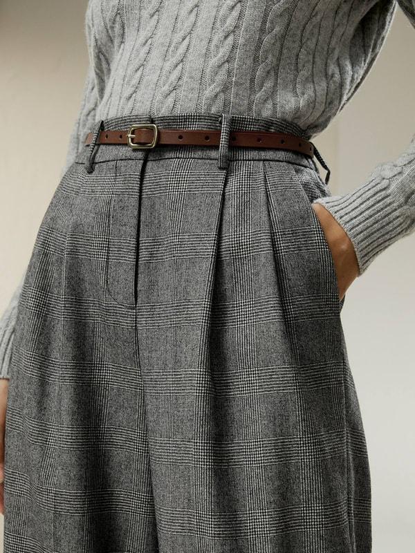 Wide leg wool-flannel suit trousers Product Image