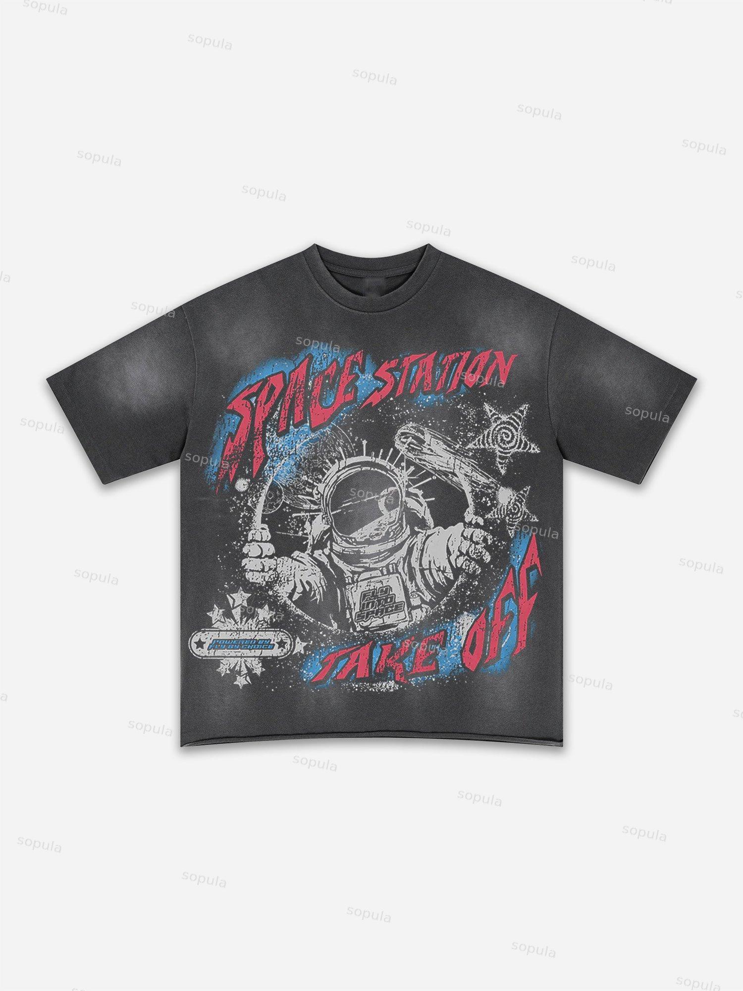 Fly By Choice X Spacestation Graphic Print Washed T-shirt Product Image