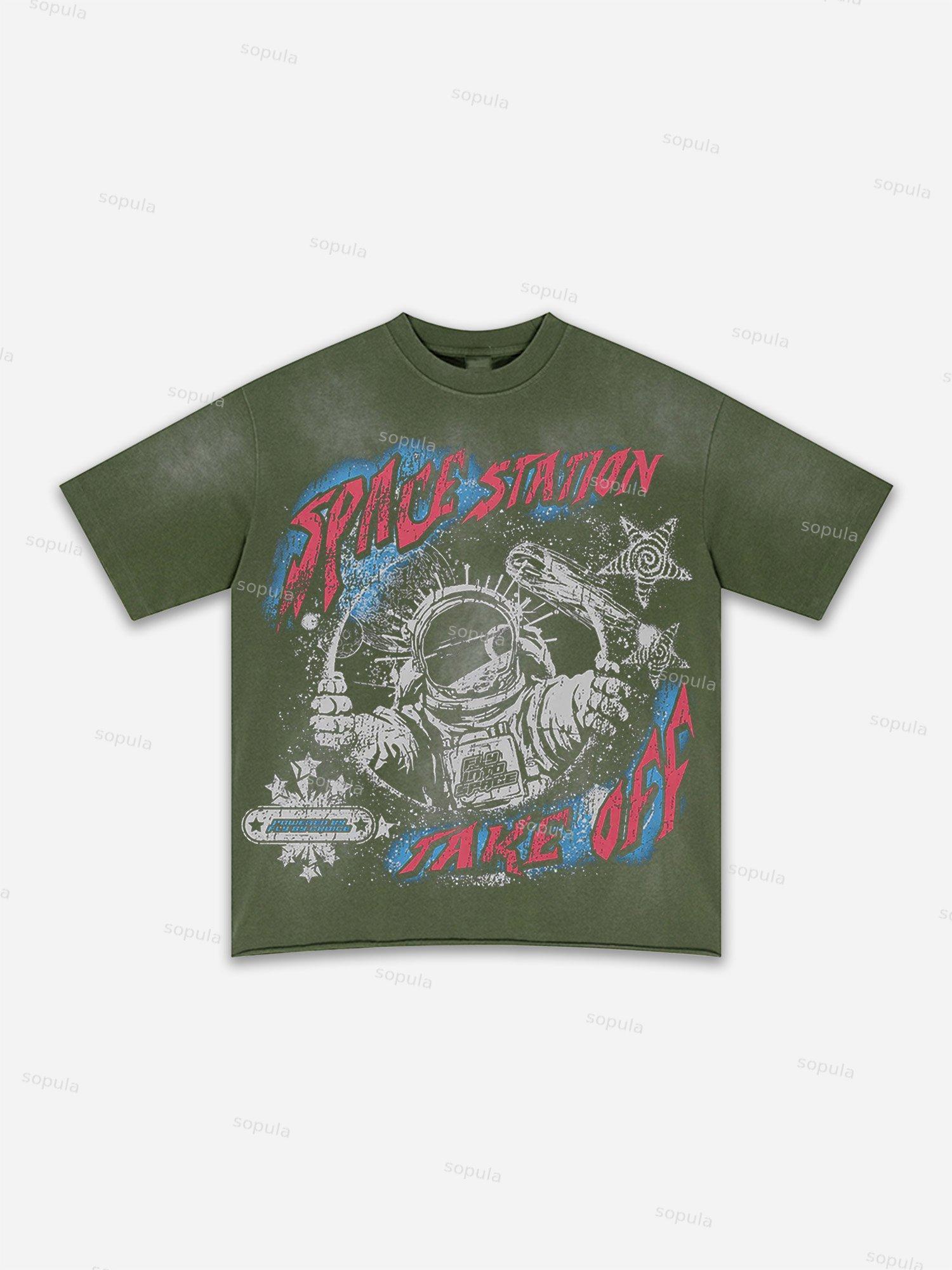 Fly By Choice X Spacestation Graphic Print Washed T-shirt Product Image