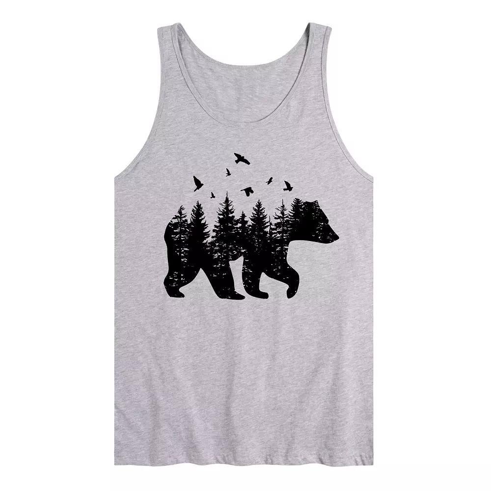 Men's Forest Bear Silhouette Graphic Tank Top,  Product Image