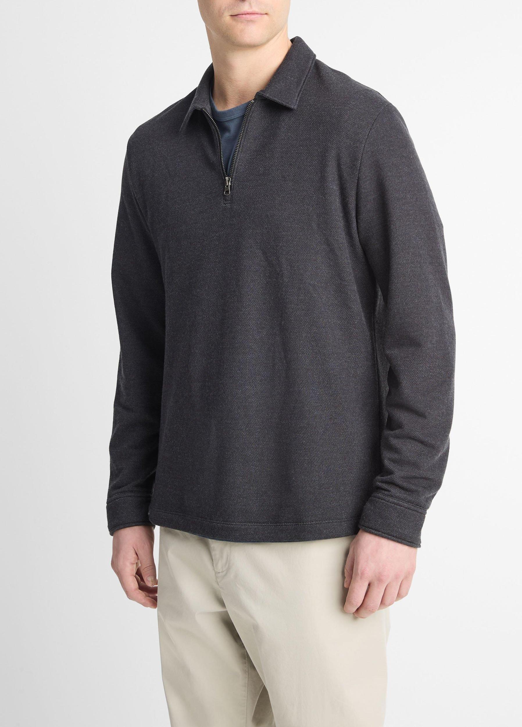 Diagonal Terry Quarter-Zip Polo Pullover Product Image