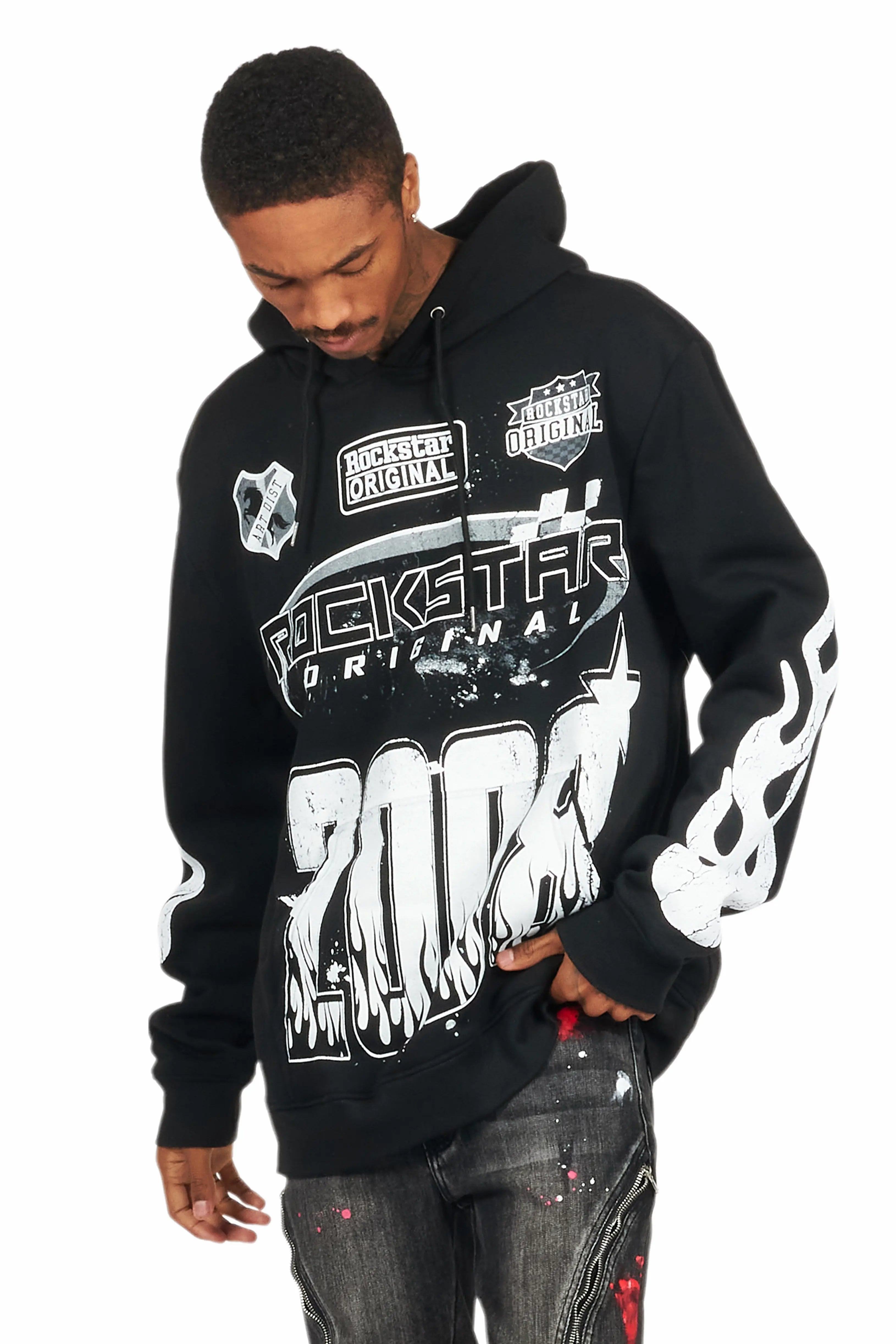 Amos Black Graphic Hoodie Male Product Image