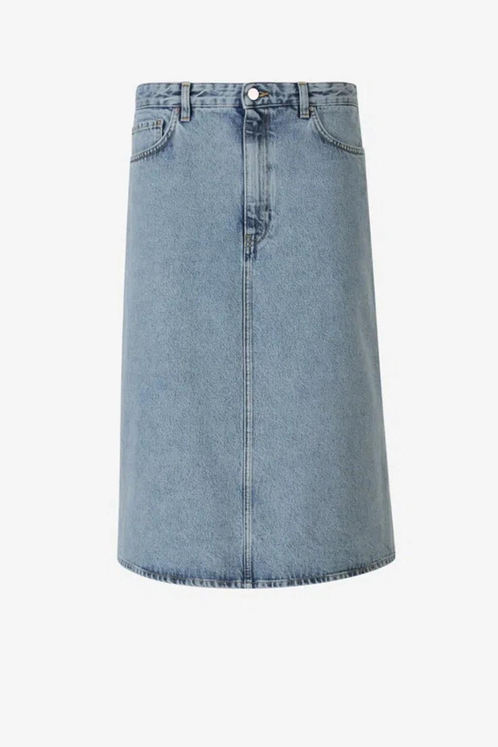 TOTÊME Midi Denim Skirt In Cool Blue Product Image