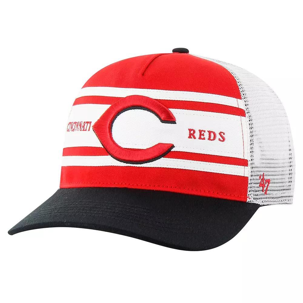 Men's '47 Red Cincinnati Reds Gridiron Super Stripe Relaxed Trucker Hitch Adjustable Hat, Red Red Product Image