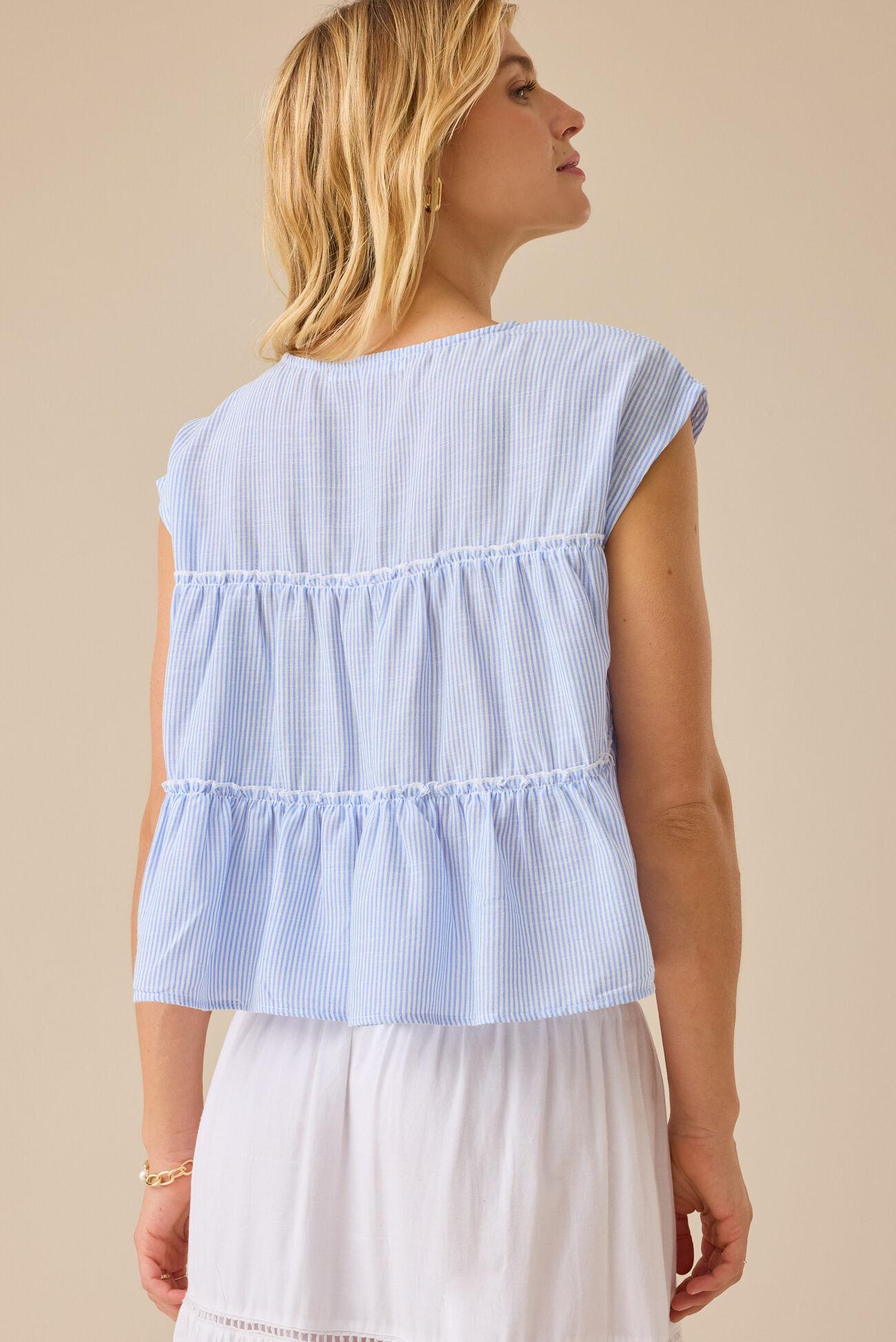 Matalyn Stripe Tiered Babydoll Top Product Image