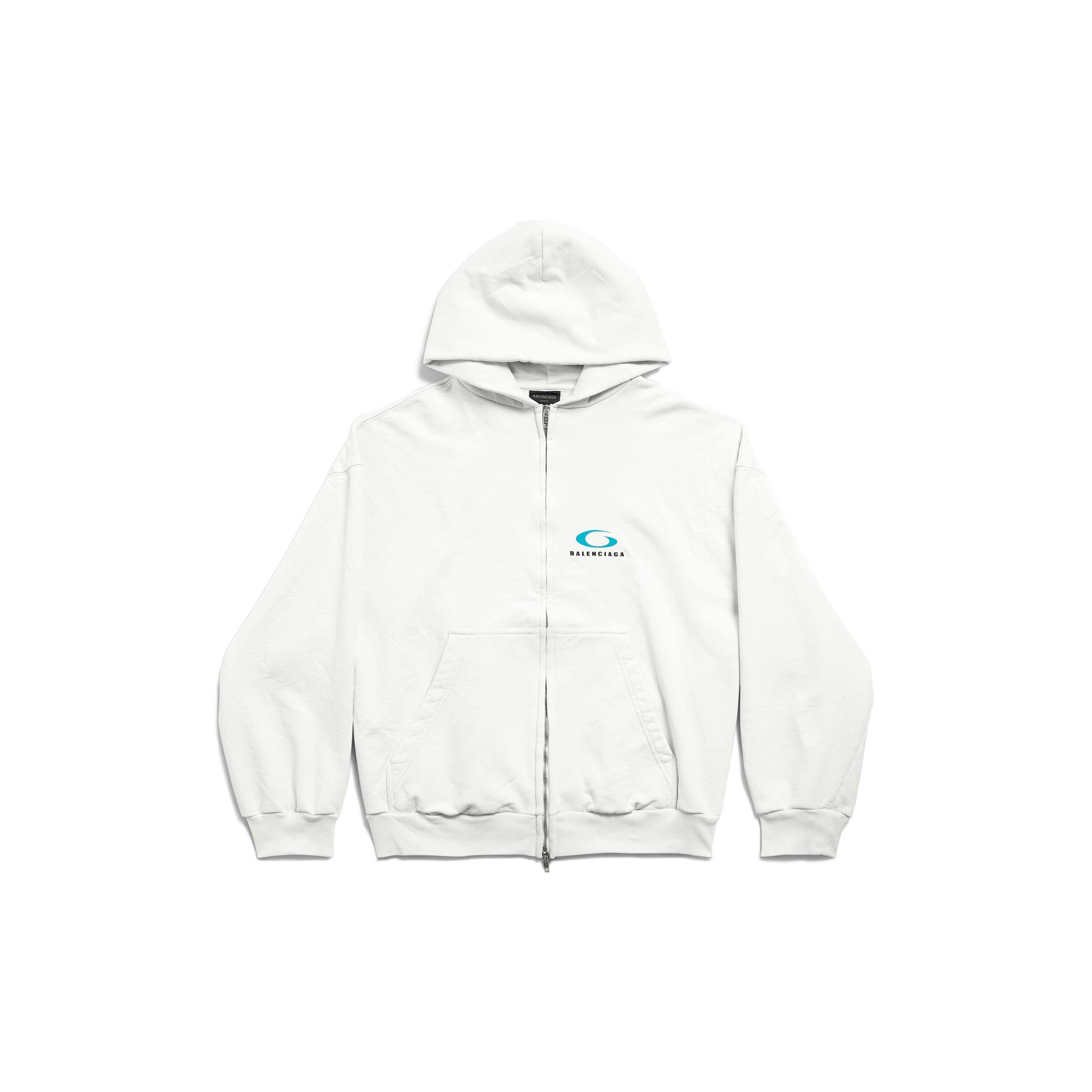 Men's Loop Sports Icon Zip-up Hoodie Regular Fit in Dirty White/blue Product Image