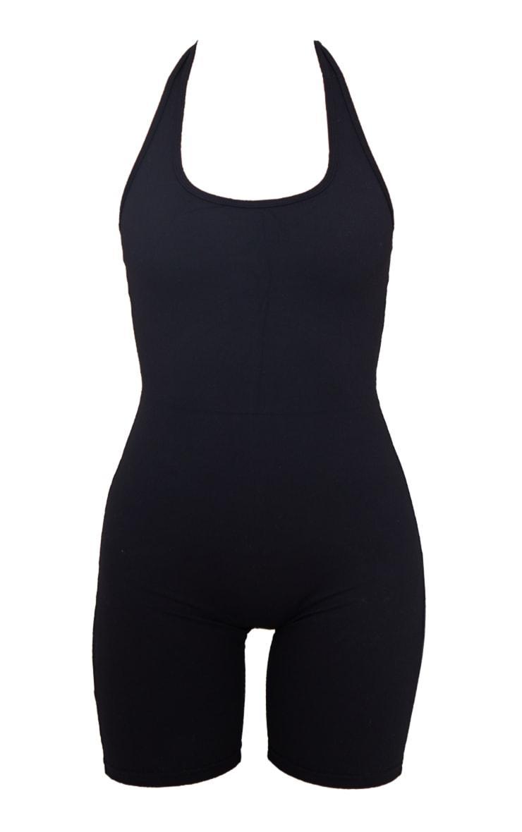 Black Sculpt Halterneck Mini Unitard Product Image