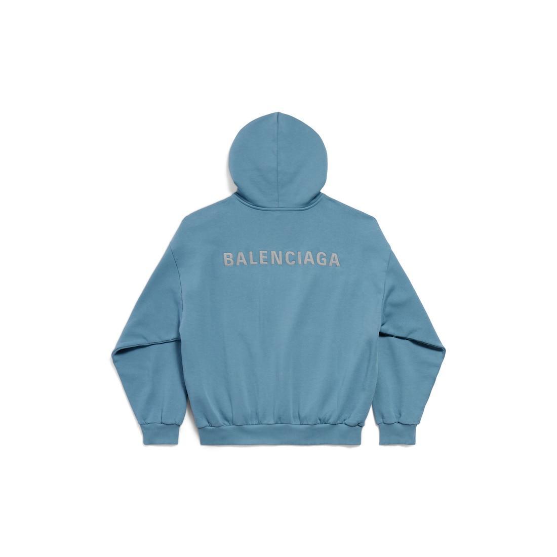 Balenciaga Back Reflective Hoodie Medium Fit in Grey Blue Product Image