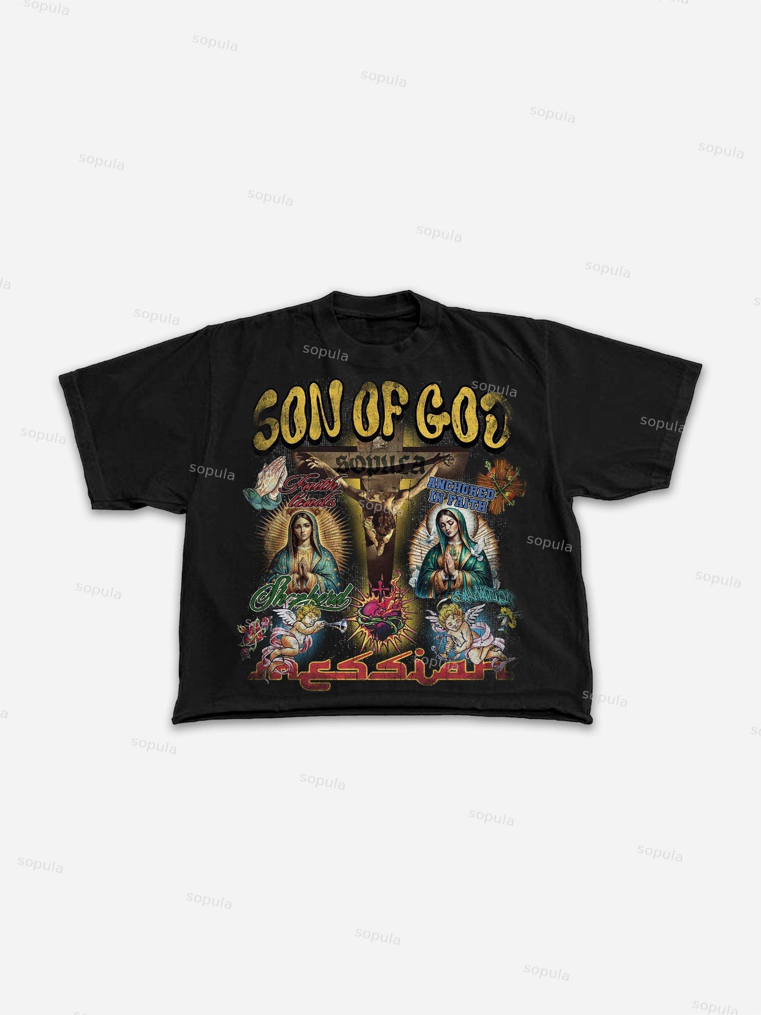 Sopula Son Of God Vintage Collage Graphics Cropped T-Shirts Product Image