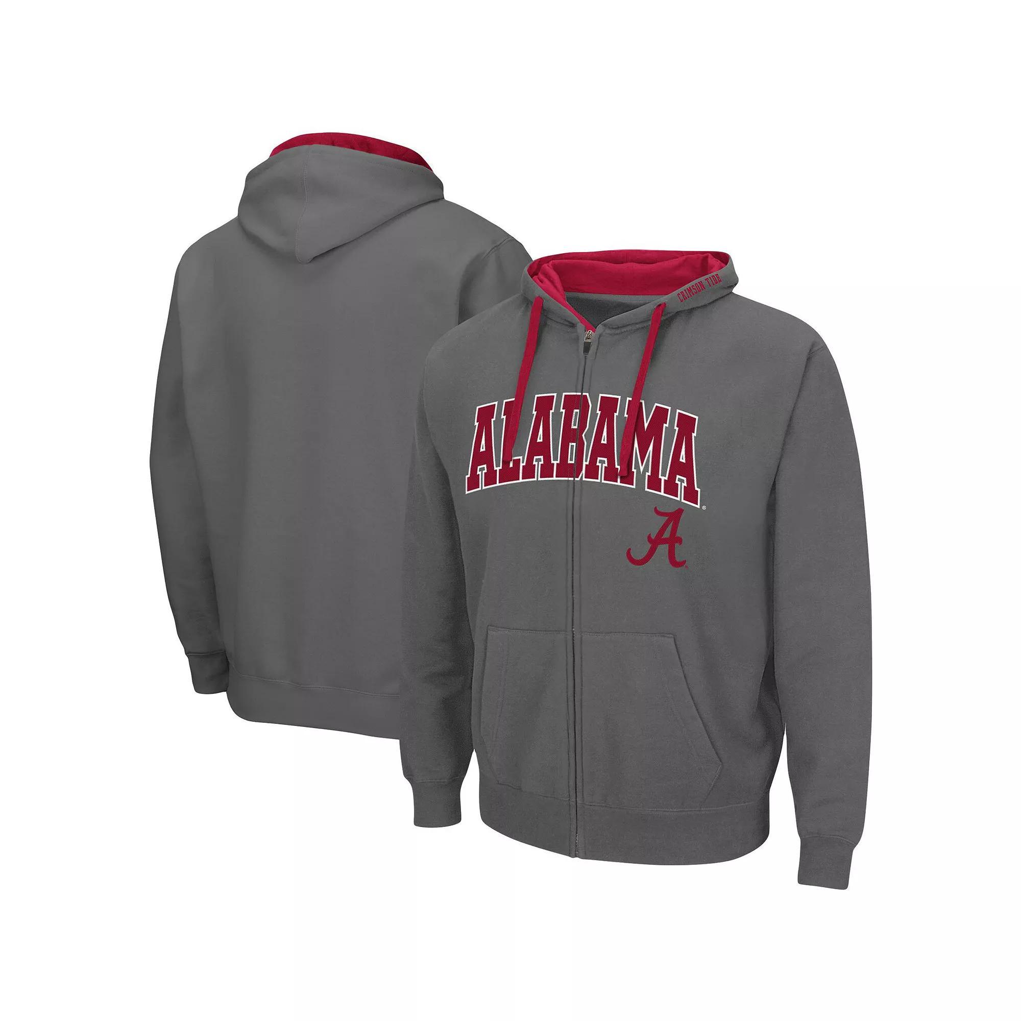 Men's Colosseum Charcoal Alabama Crimson Tide Big & Tall Full-Zip Hoodie, Size: 4XLT Product Image