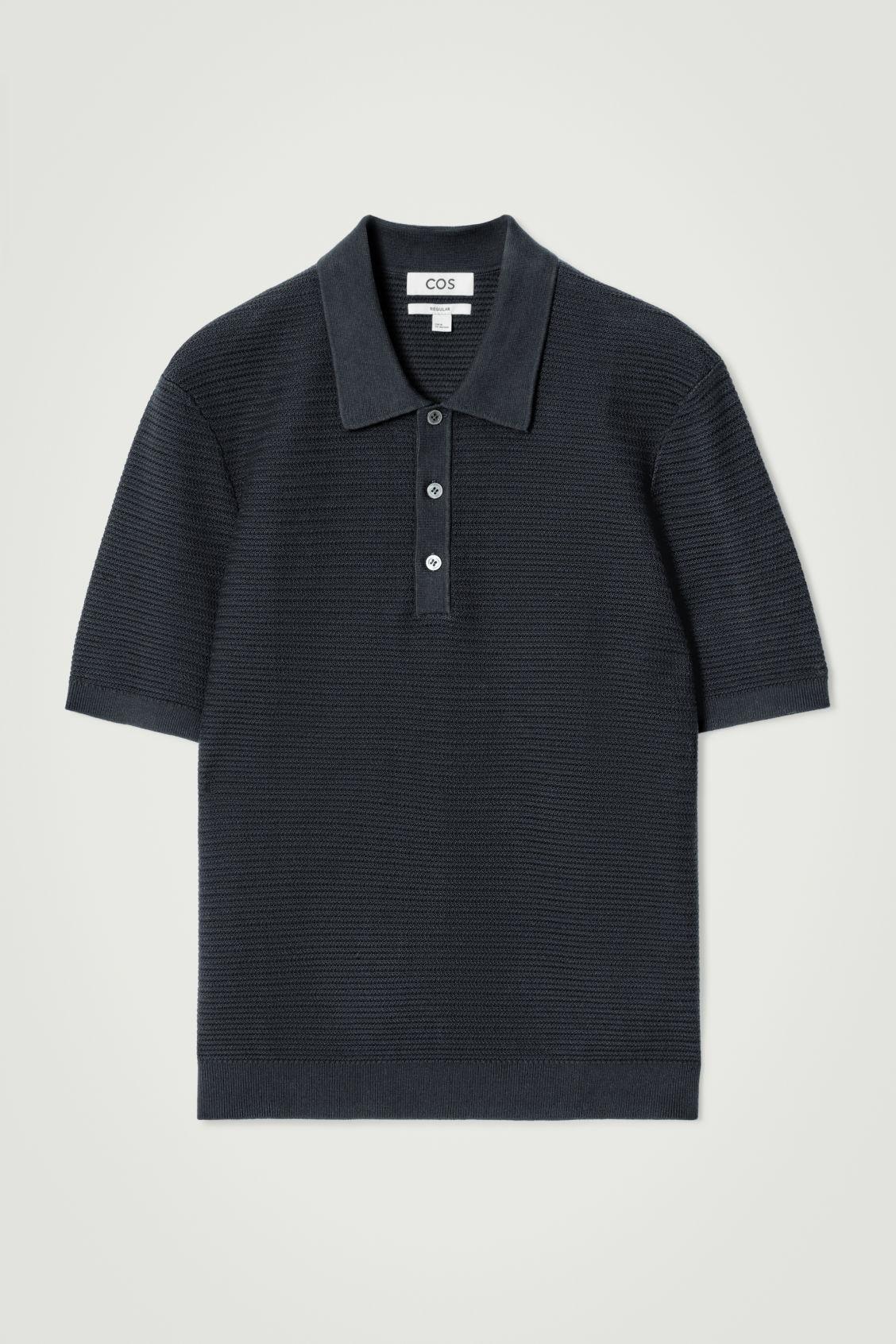 TEXTURED KNITTED COTTON POLO SHIRT Product Image