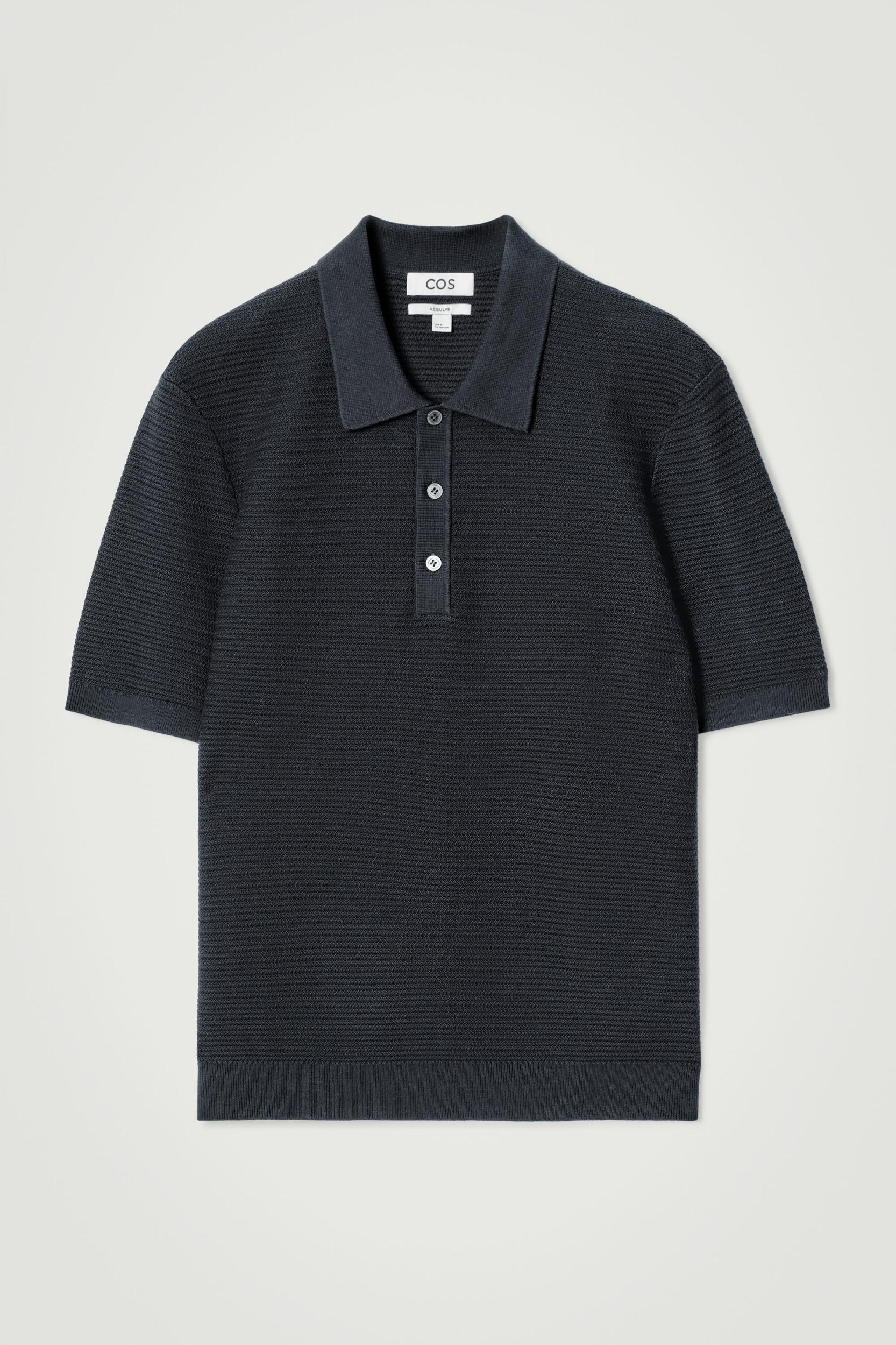 TEXTURED KNITTED COTTON POLO SHIRT Product Image