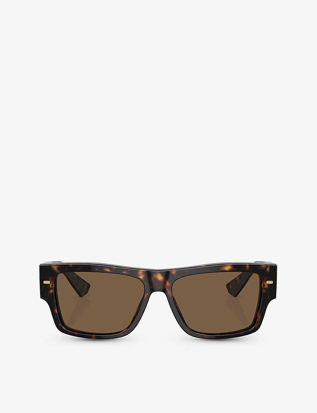 DOLCE & GABBANA Dg4451 Rectangle-frame Acetate Sunglasses In Brown Product Image