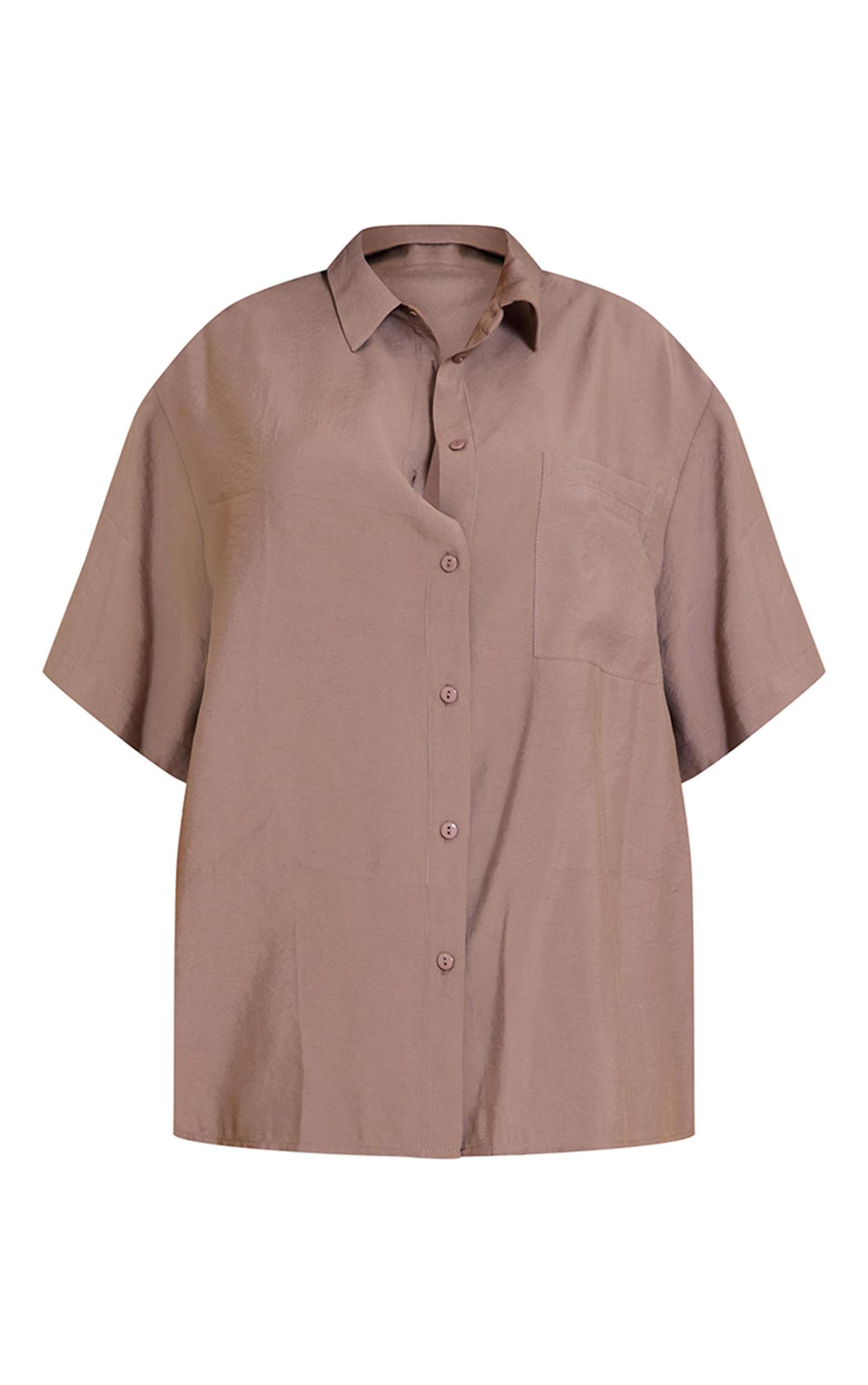 Plus Taupe Button Up Shirt Product Image