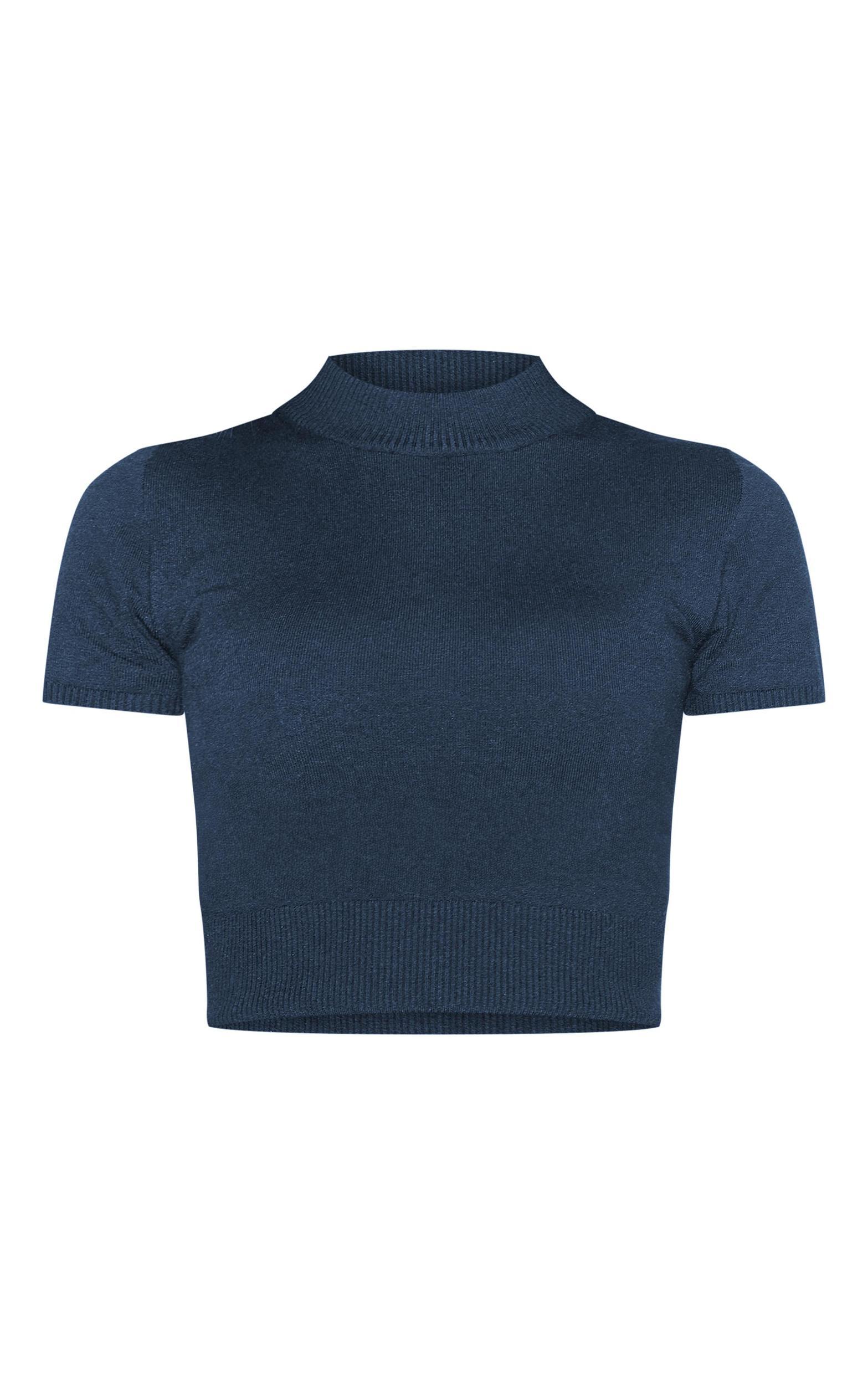 Navy Basic Knit T Shirt Product Image