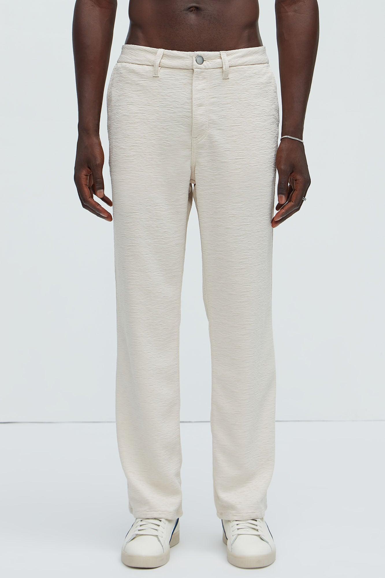 Blaze Textured Straight Pants II - Cream Product Image