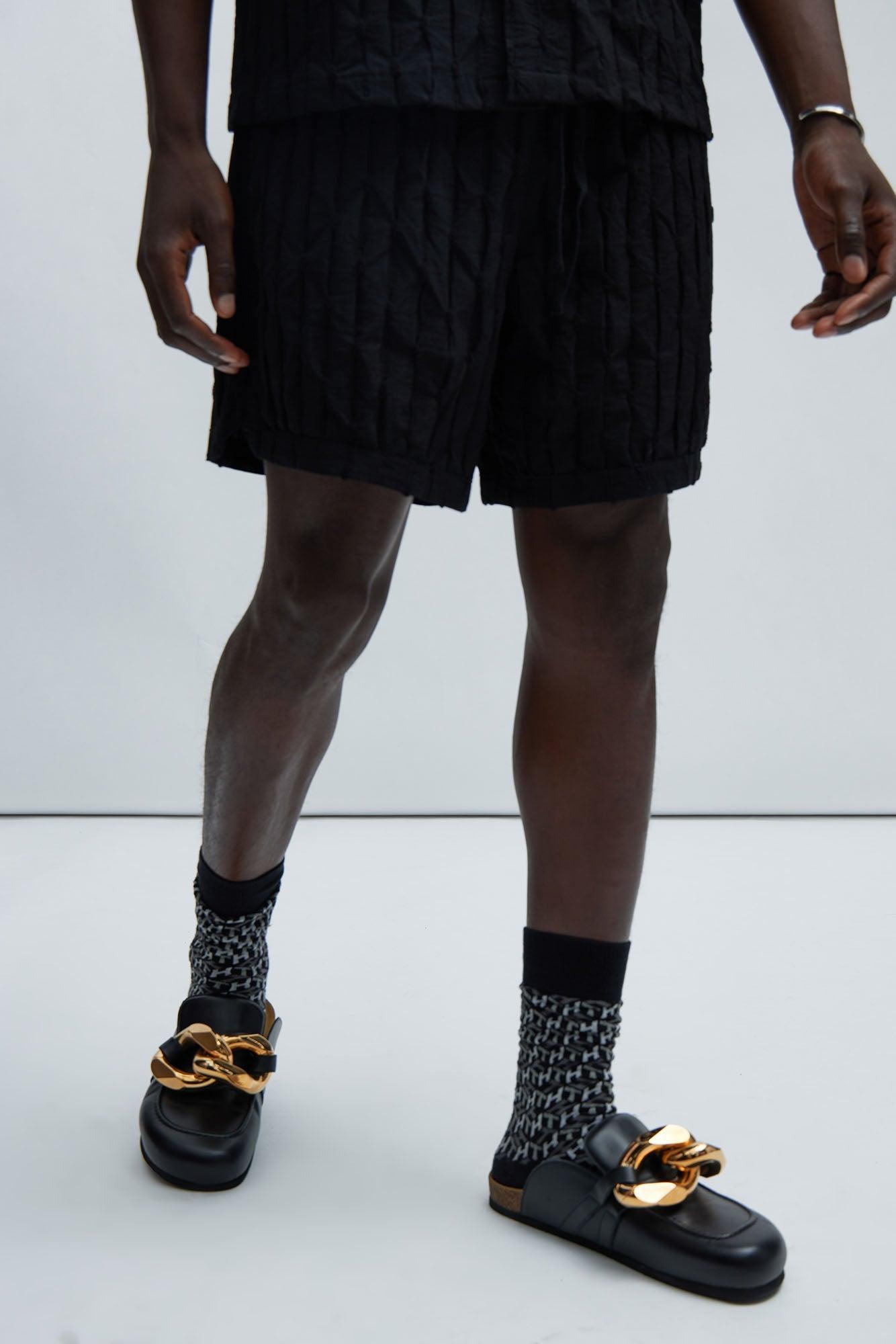 Atticus Textured Warmup Shorts - Black Product Image