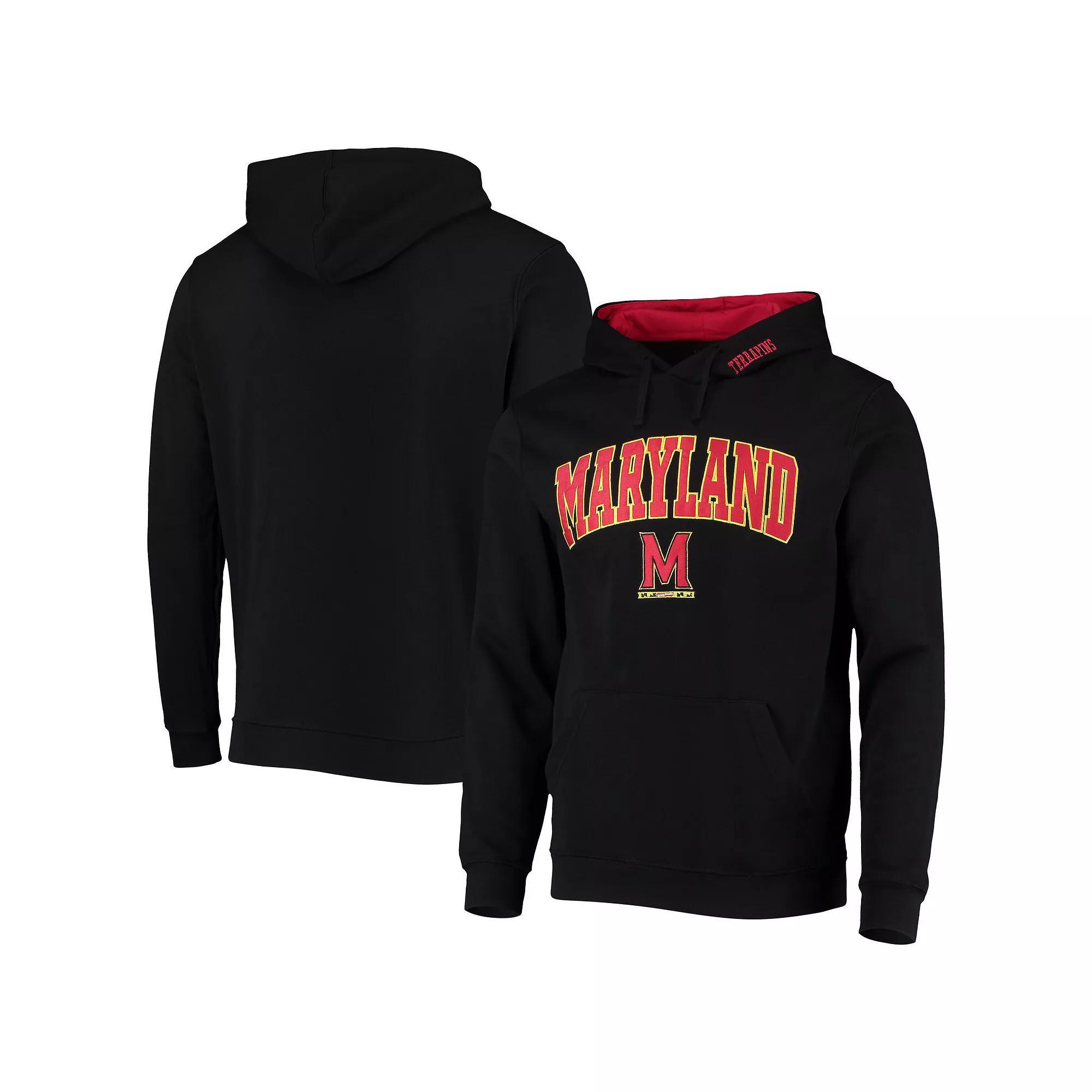 Men's Colosseum Black Maryland Terrapins Arch & Logo 3.0 Pullover Hoodie, Size: XL Product Image