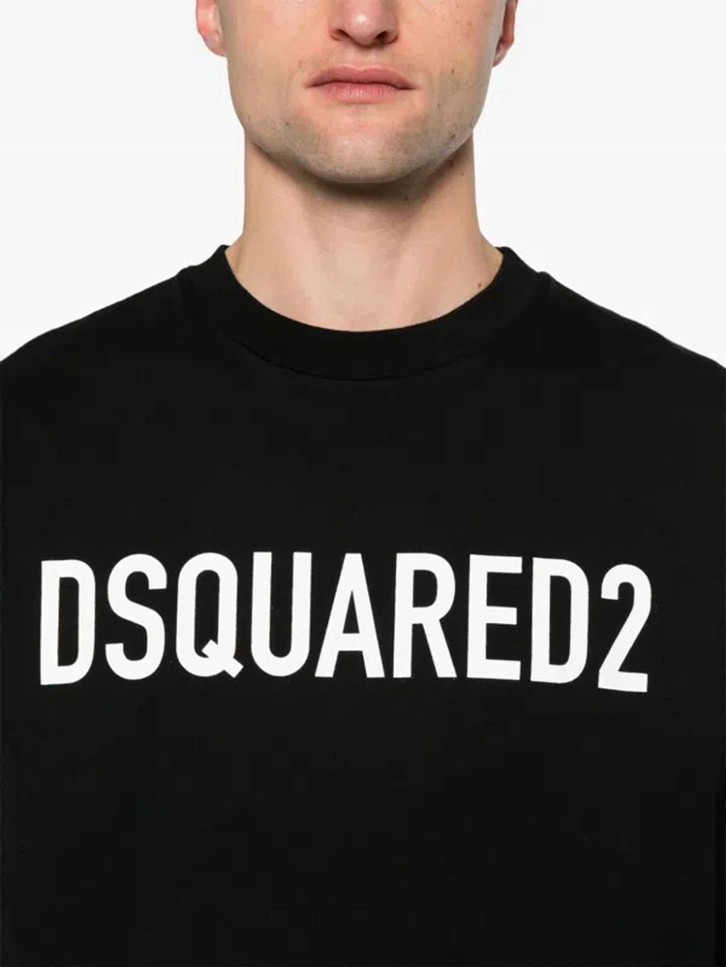 DSQUARED2 Mens Black Brand-print Crewneck Regular-fit Cotton-jersey T-shirt Product Image