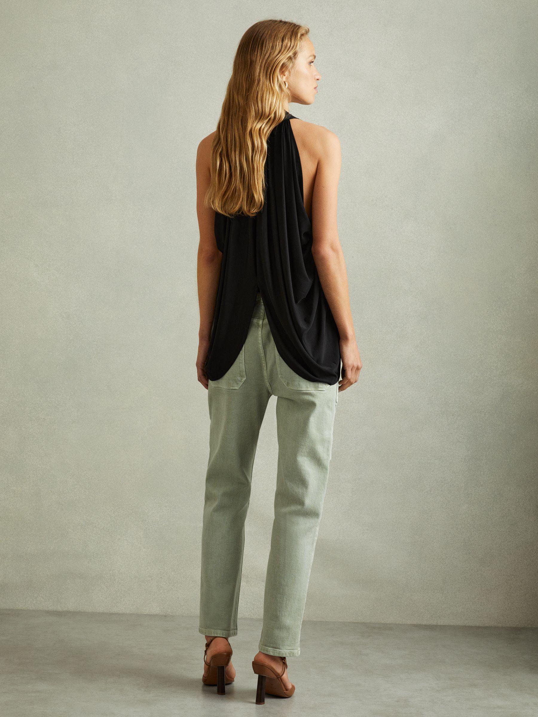 Draped Tie Neck Top in Black Product Image