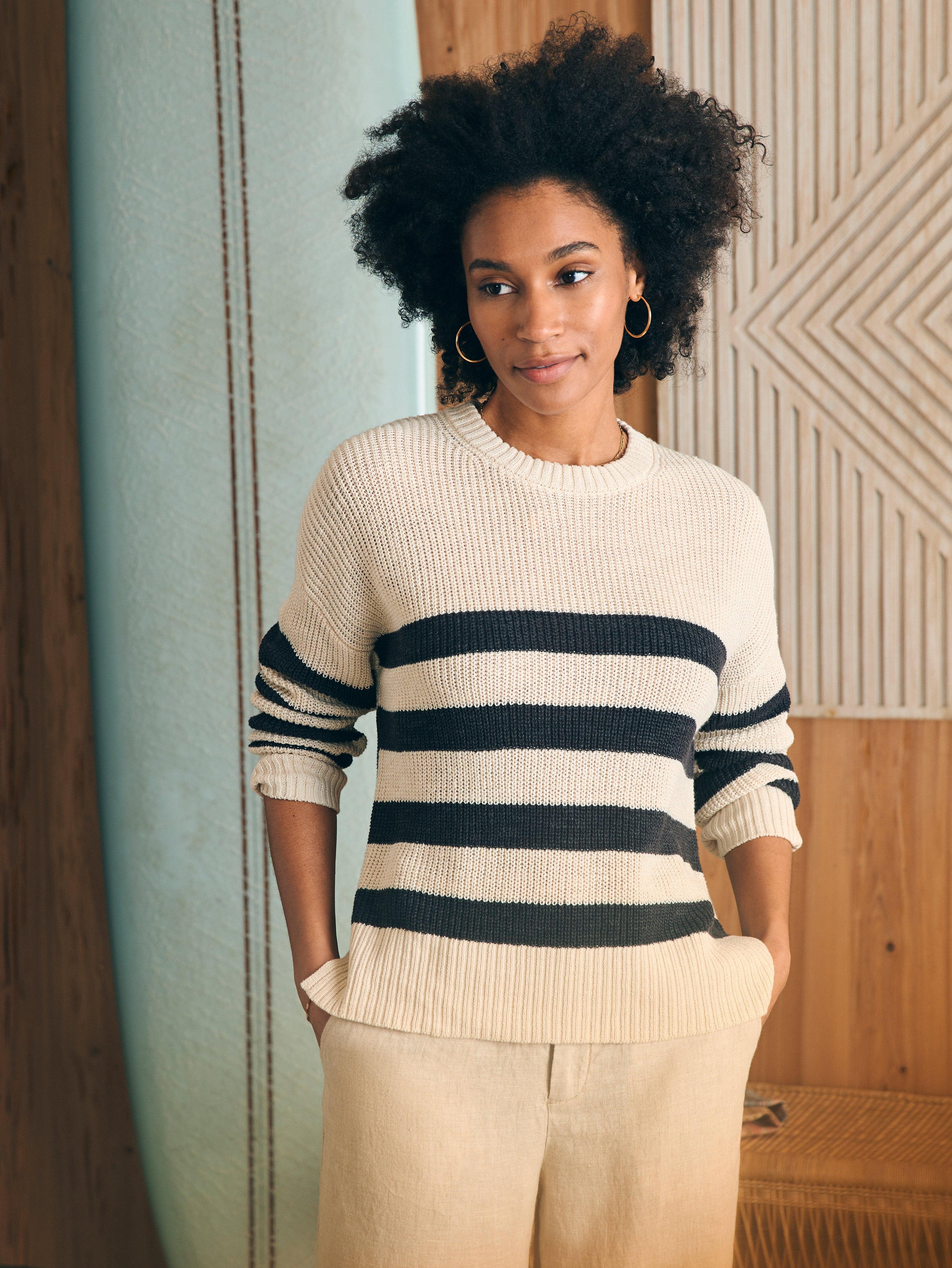 Miramar Linen Crew Sweater - Kadena Phantom Stripe Female Product Image