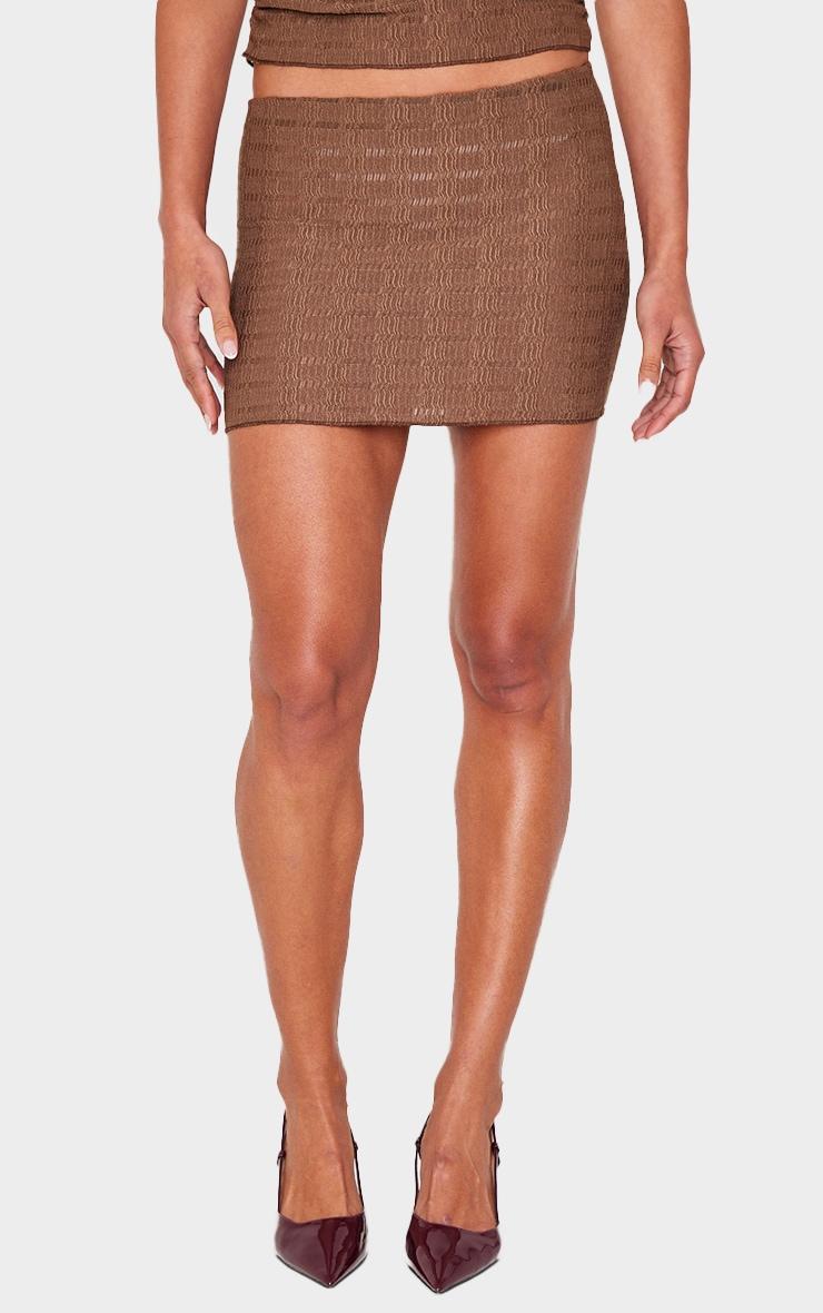 Chocolate Textured Mini Skirt Product Image