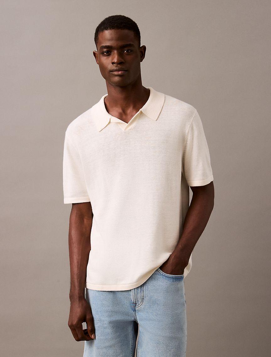 Linen Blend Polo Shirt Product Image