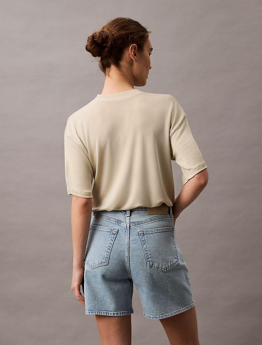 High Rise A-Line Denim Shorts Product Image