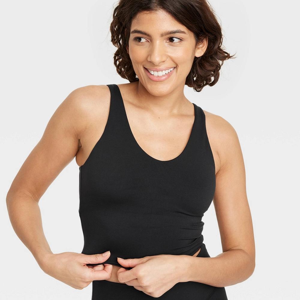 Womens Flex Light Support V-Neck Cropped Sports Bra - All In Motion Black XS Product Image