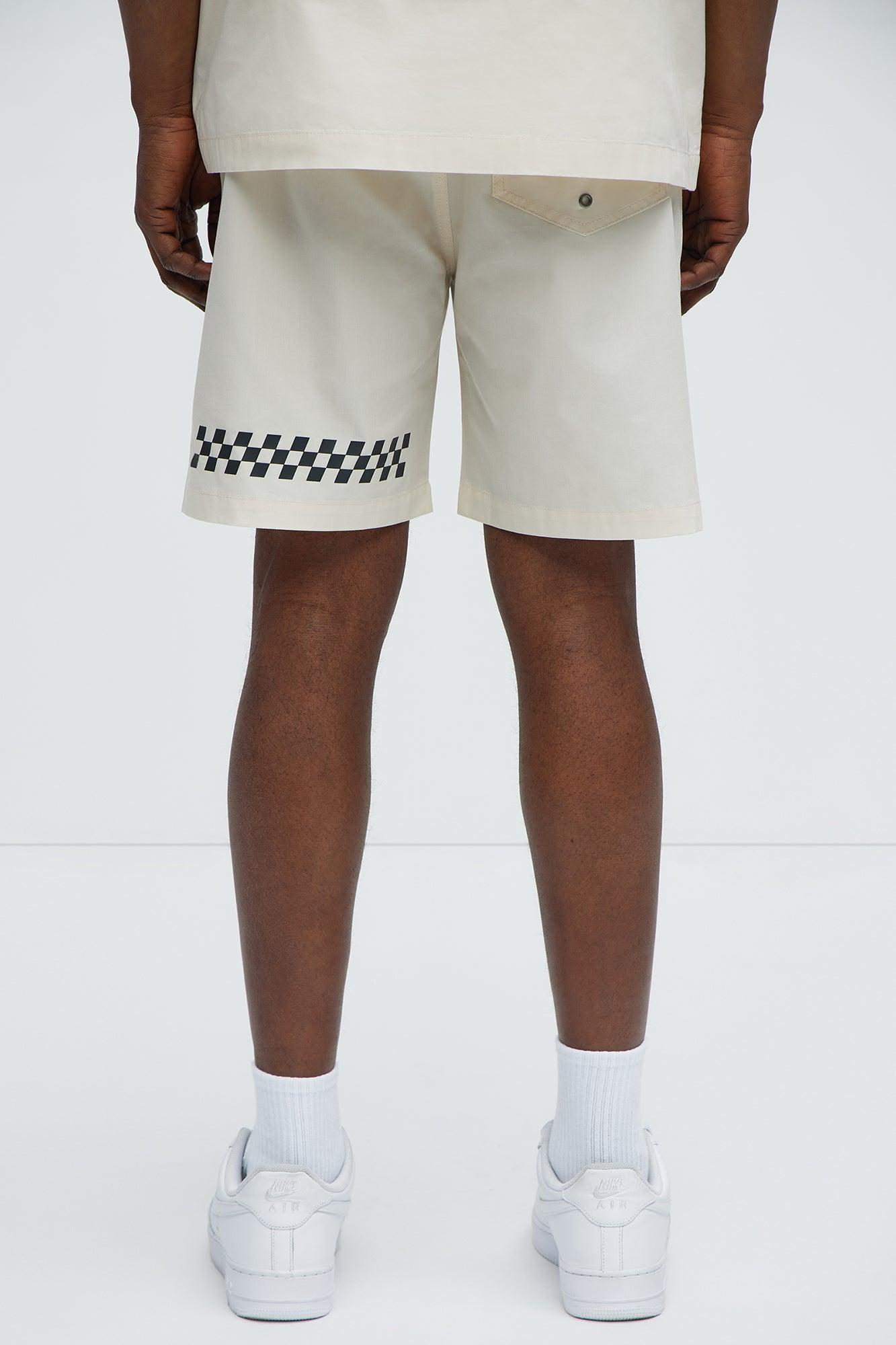 Racing Club Relaxed Drawstring Shorts - Cream Product Image