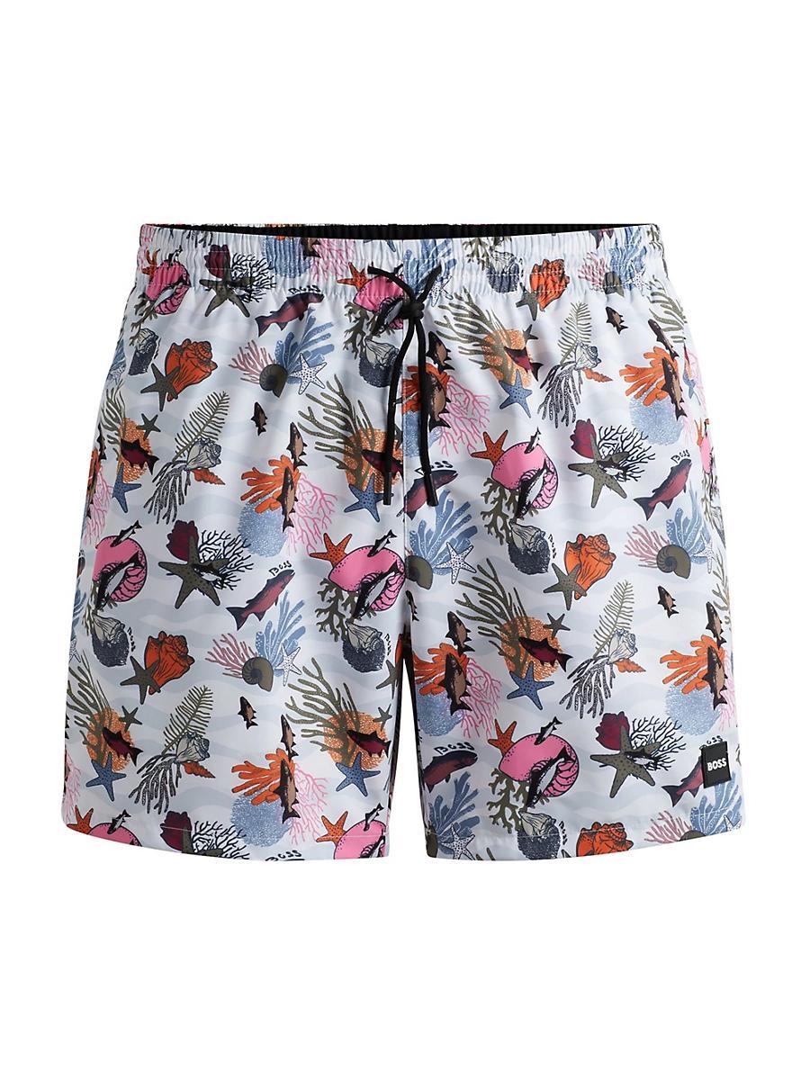 Mens Fully Lined Swim Shorts with Seasonal Print Product Image