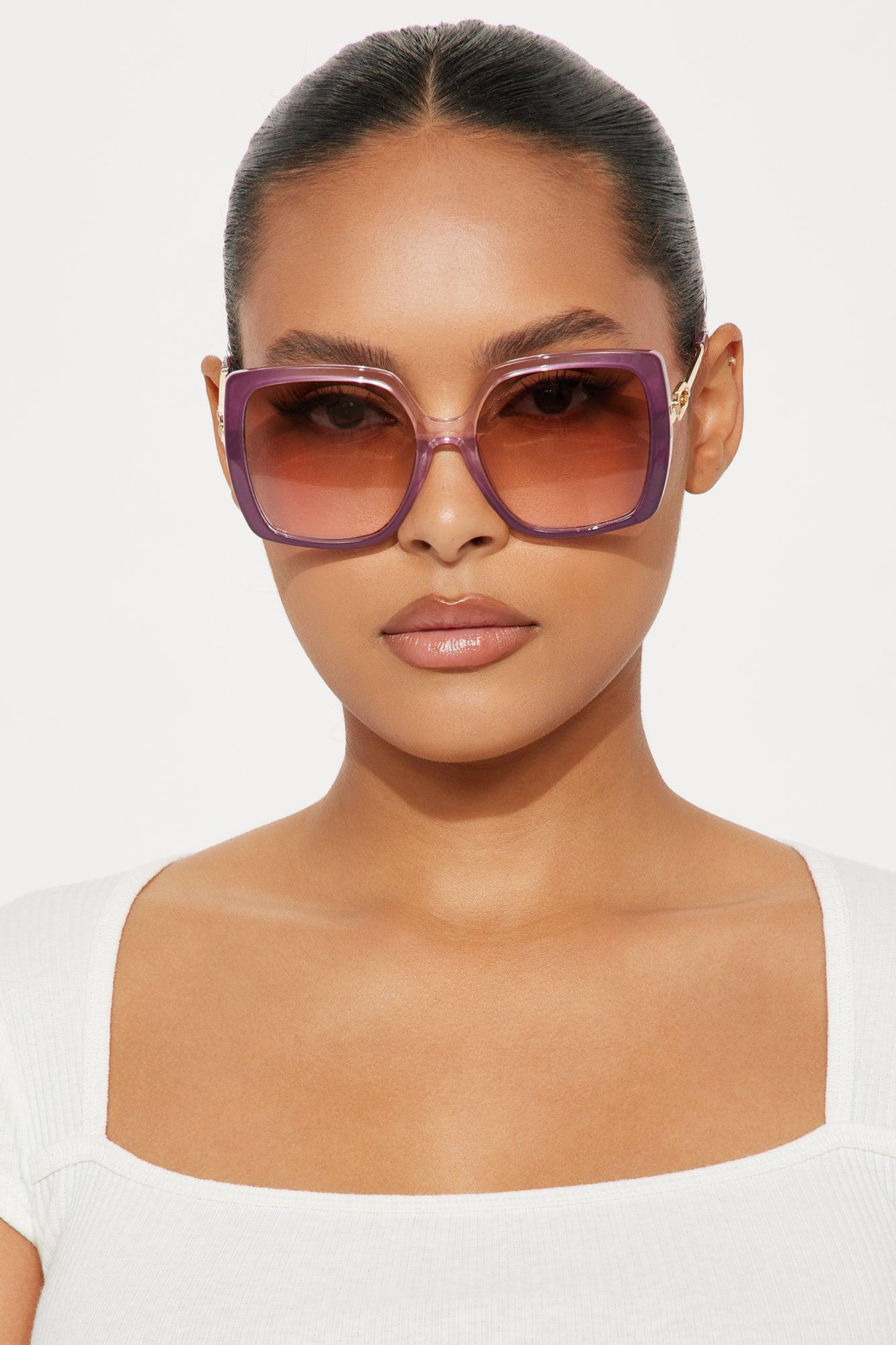 Perfect Perspective Oversized Square Sunglasses - Purple Product Image