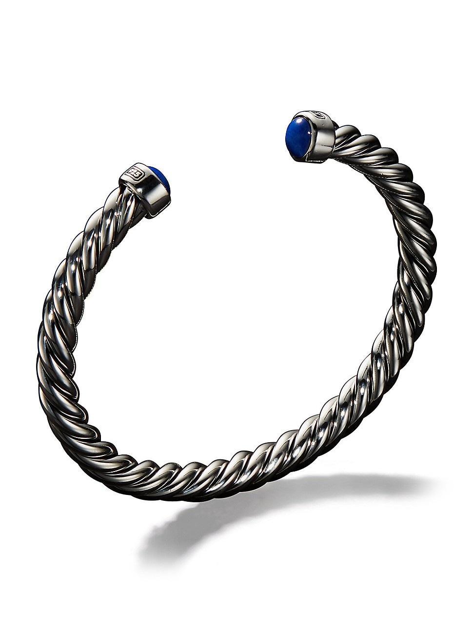 6mm Mens Cable Cuff Bracelet in Silver Product Image