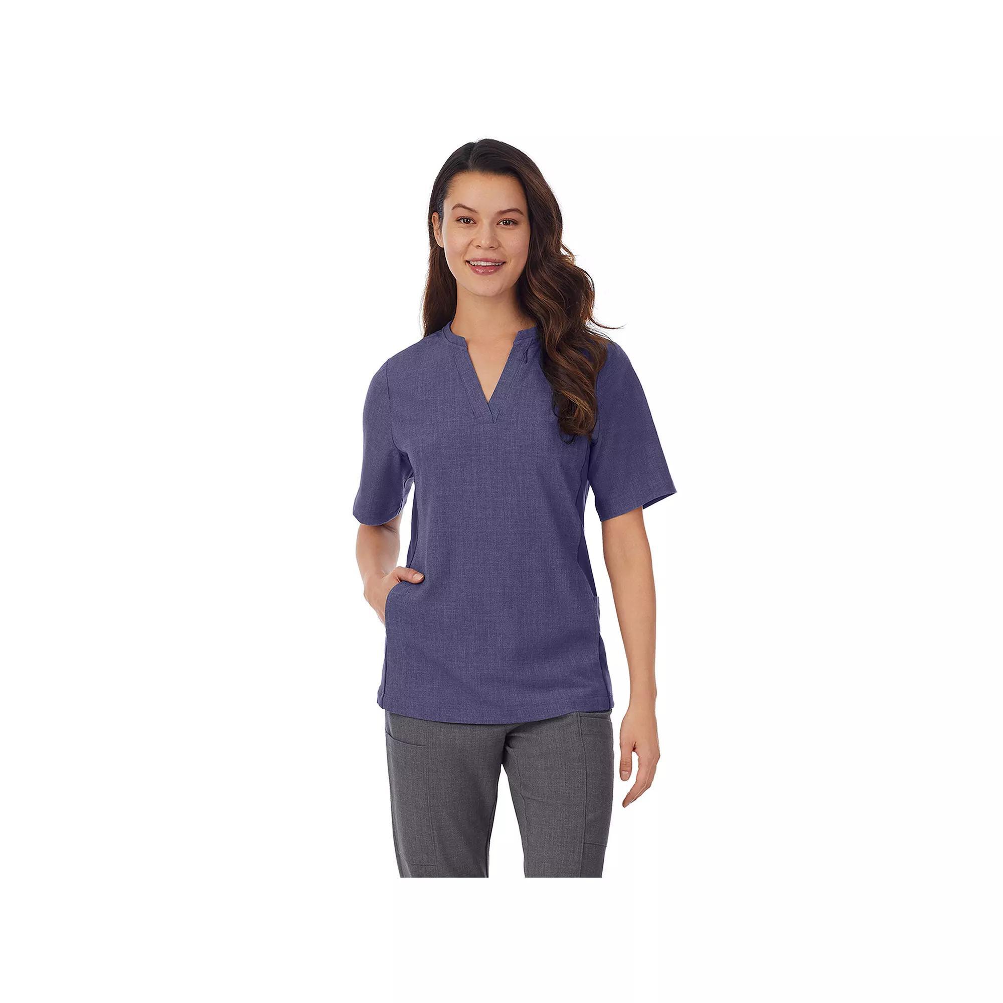 Women's Cuddl Duds® Scrubs 4-Pocket Split Neck Top, Size: XL, Navy Grey Product Image