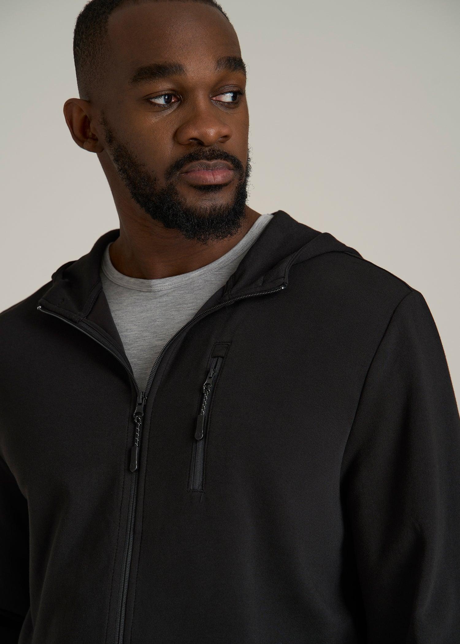 Tall Men's Tech-Knit Long Track Jacket in Black Product Image