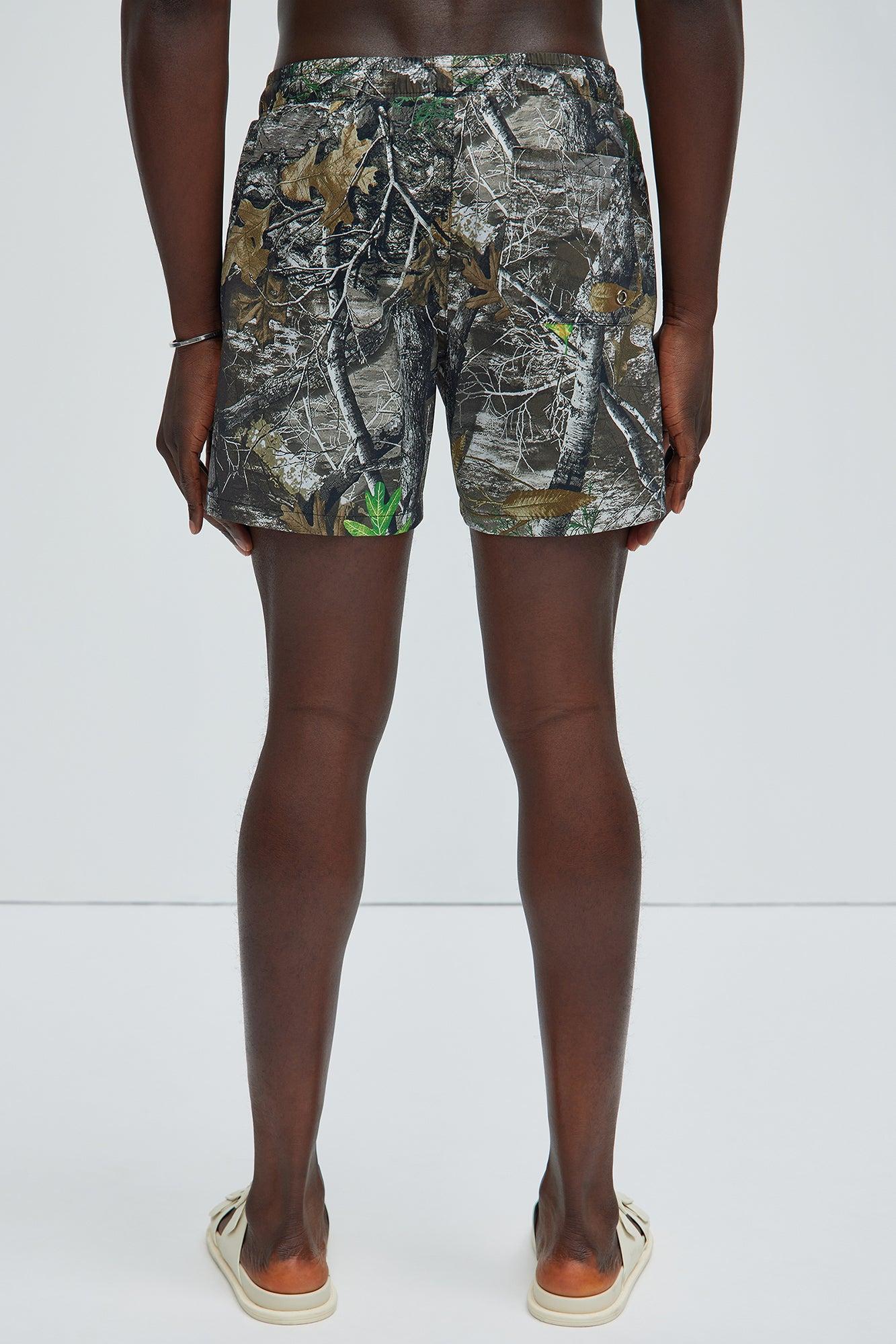 Olive Tree Camo Montez Stretch Swim Mid Trunk - Olive/combo Product Image