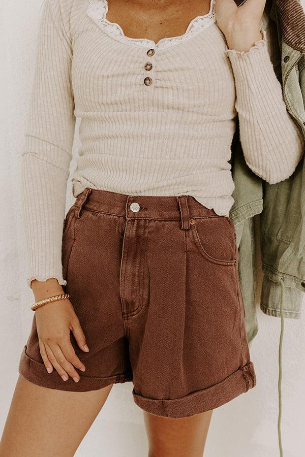 The Milly High Waist Shorts in Hazelnut Product Image