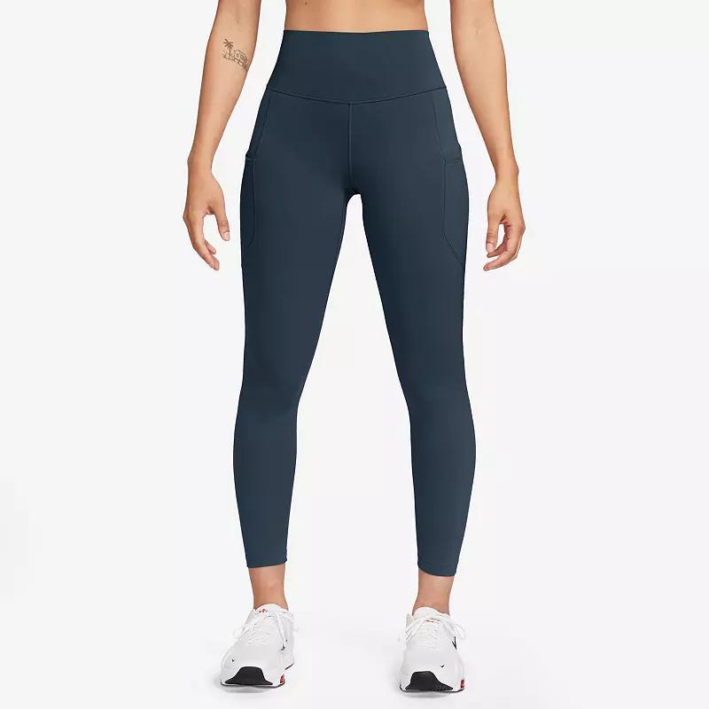 Women's Nike One Pocketed High-Waisted 7/8 Ankle Leggings, Size: Large, Armory Blue Product Image