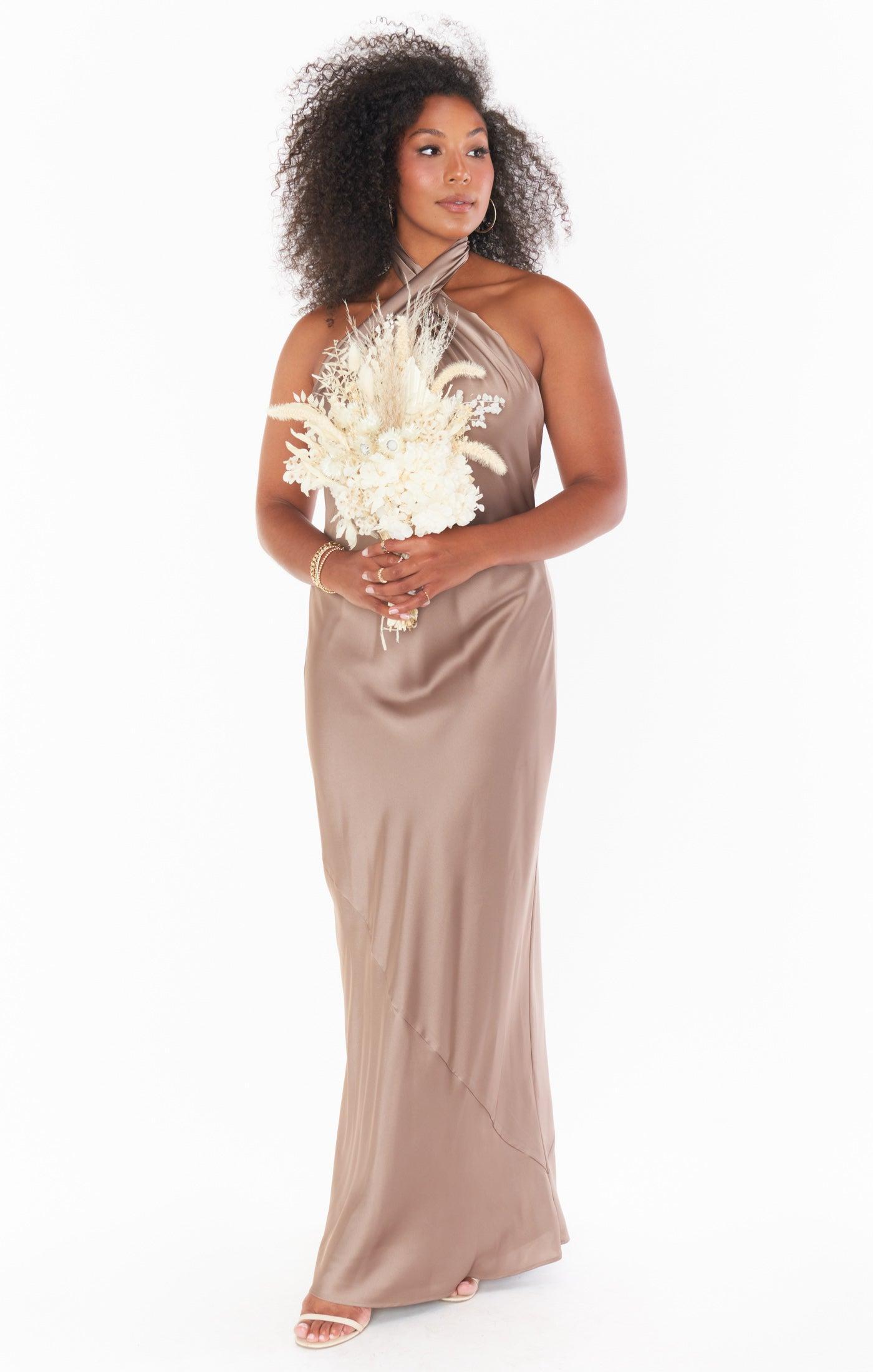 Jasmine Halter Maxi Dress ~ Dune Luxe Satin Product Image