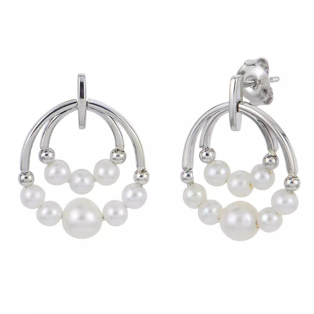 PearLustre by Imperial Sterling Silver Freshwater Cultured Pearl Double Circle Earrings, Women's Product Image