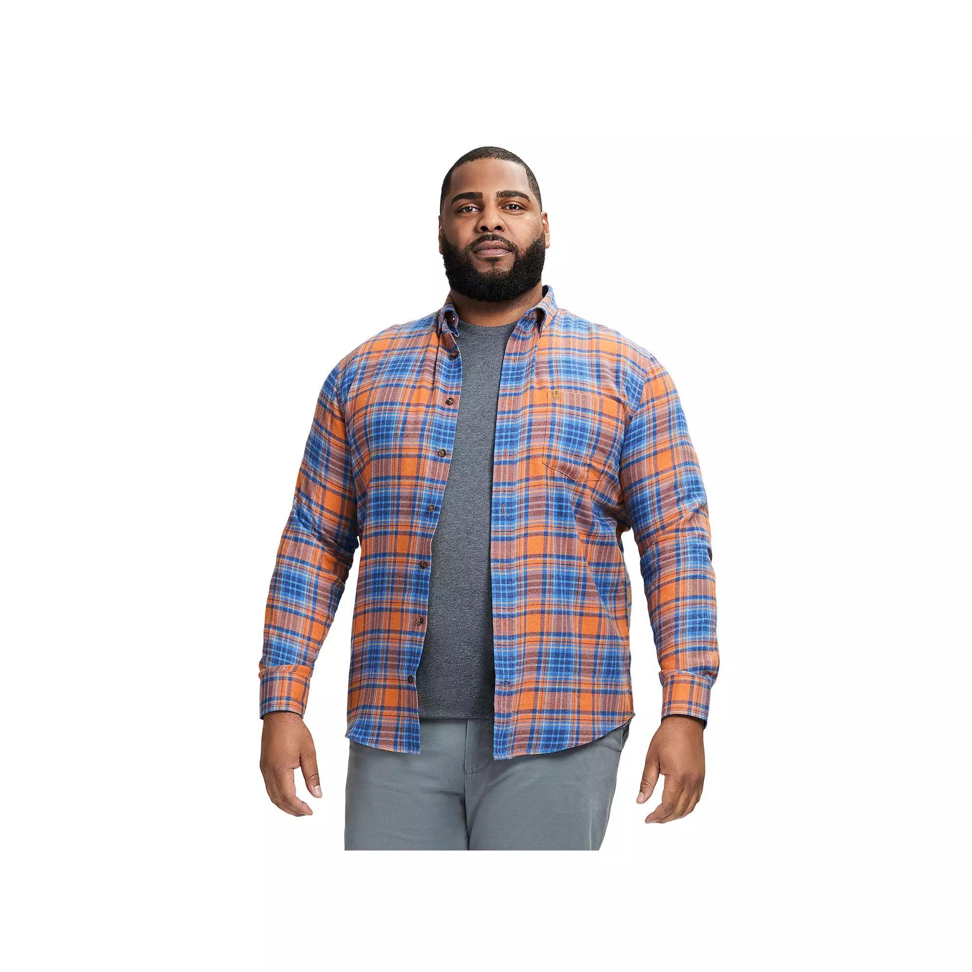 Big & Tall IZOD Stratton Flannel Long Sleeve Button Down Shirt, Men's, Size: Large Tall, Dark Gingerbread Product Image