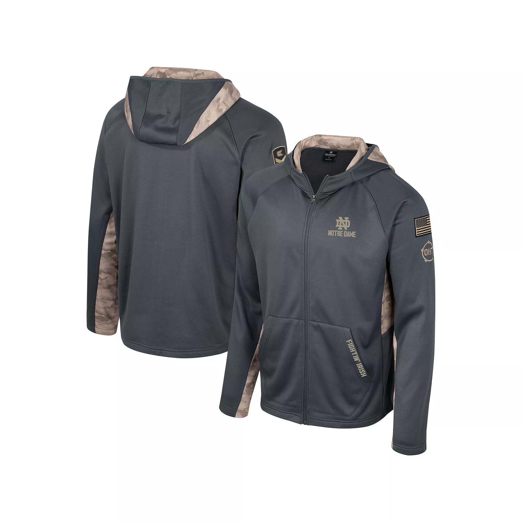 Men's Colosseum Charcoal Maryland Terrapins OHT Military Appreciation Camo Raglan Full-Zip Hoodie,  Product Image