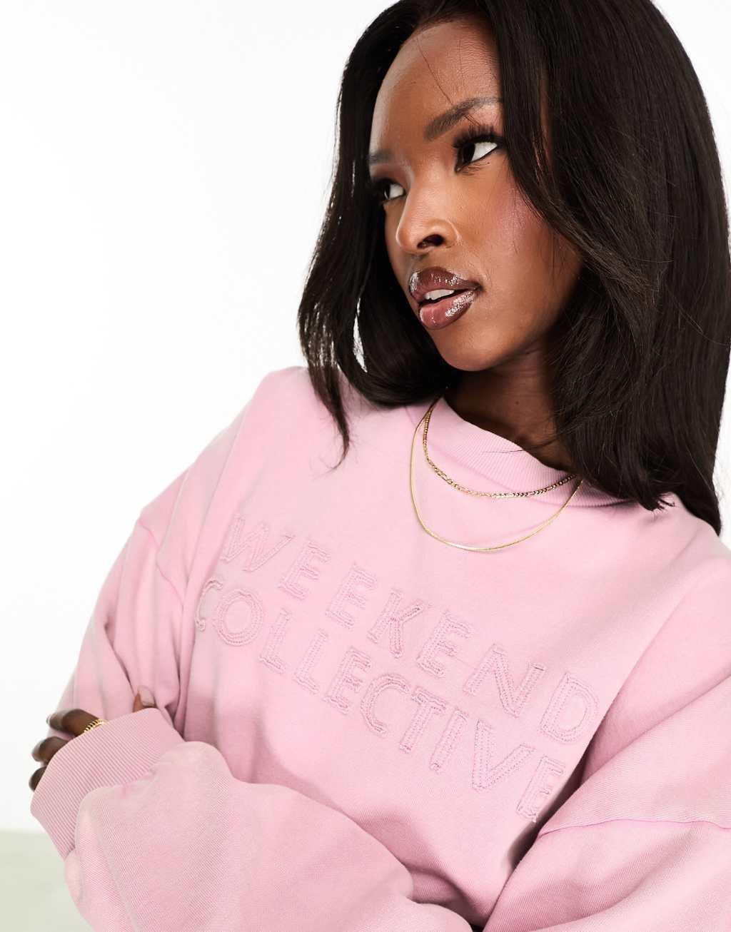 Weekend Collective sweatshirt with logo in washed pink - part of a set Product Image