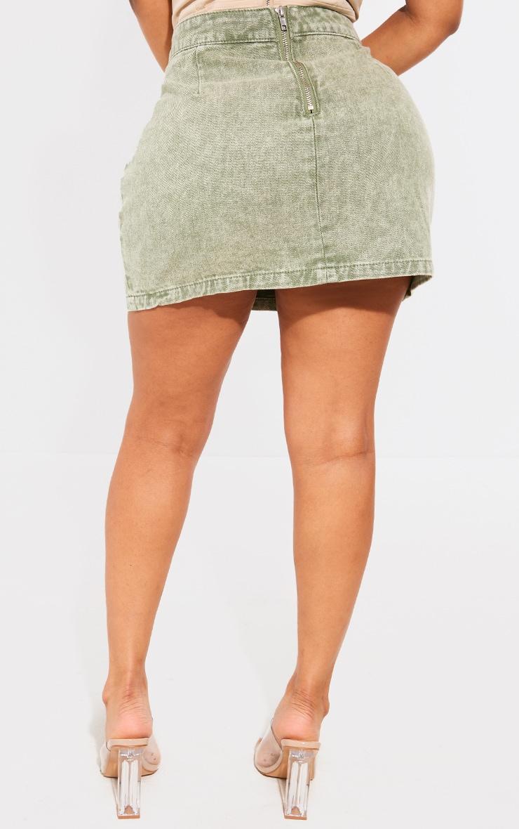 Shape Green Washed Denim Foldover Waist Mini Skirt Product Image