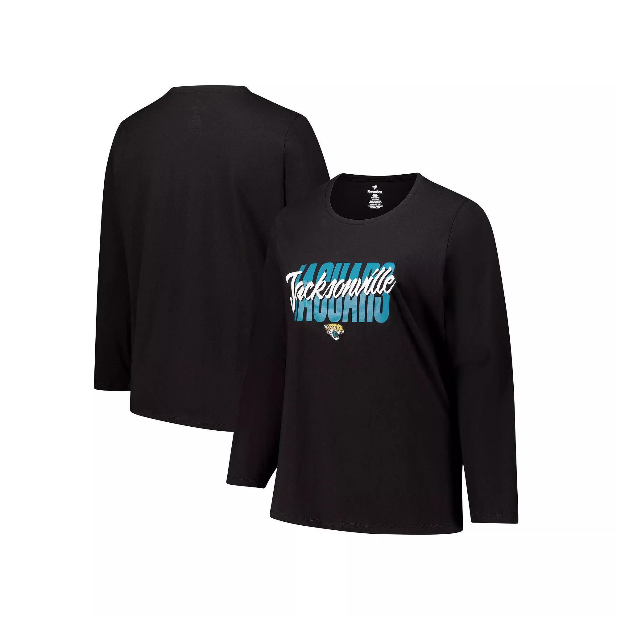 Women's Fanatics Black Jacksonville Jaguars Long Sleeve Scoop Neck T-Shirt,  Product Image