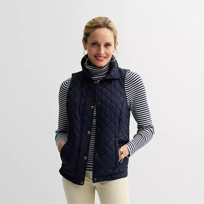 Womens Croft & Barrow Quilted Snap Vest Product Image