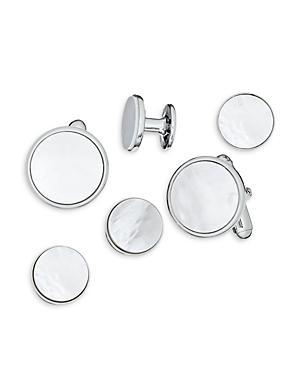 Link Up Classic Round Mother Of Pearl Stud & Cufflink Set Product Image