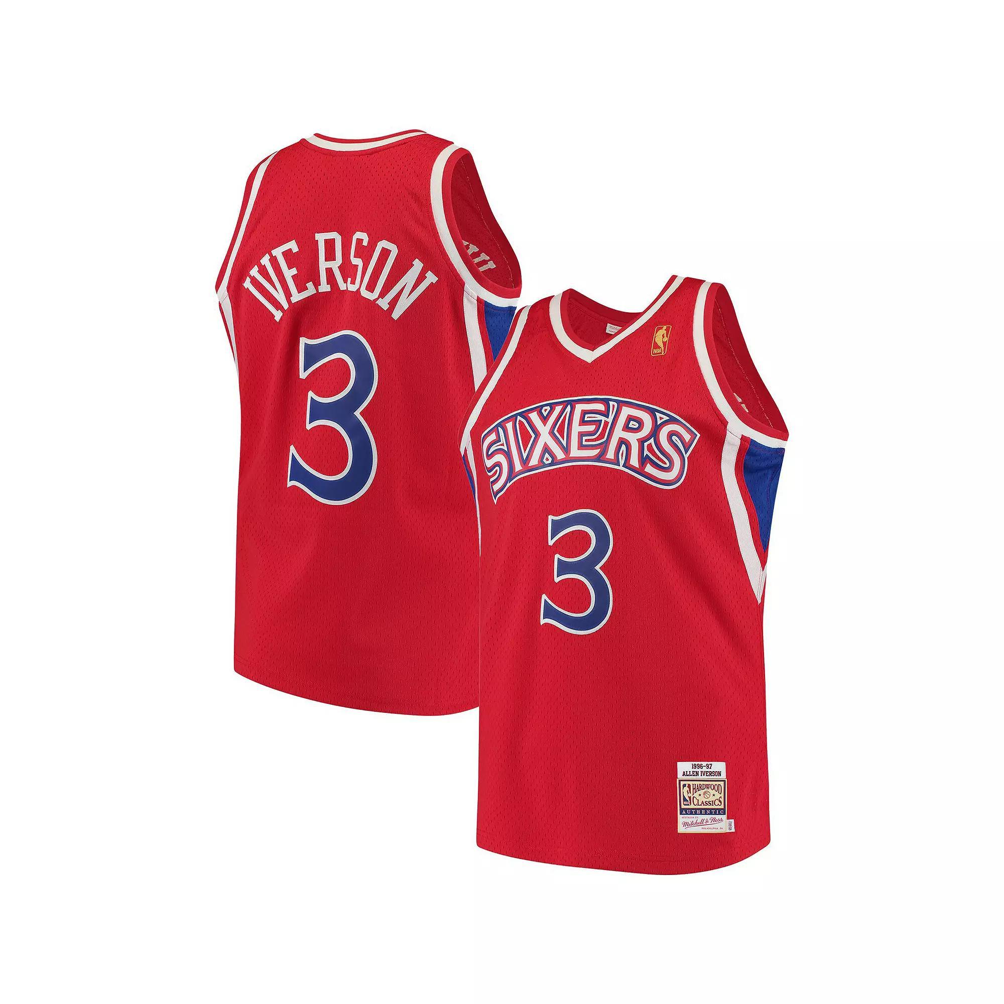 Men's Mitchell & Ness Allen Iverson Red Philadelphia 76ers Hardwood Classics Authentic Jersey, Size: 2XL, 76r Red Product Image