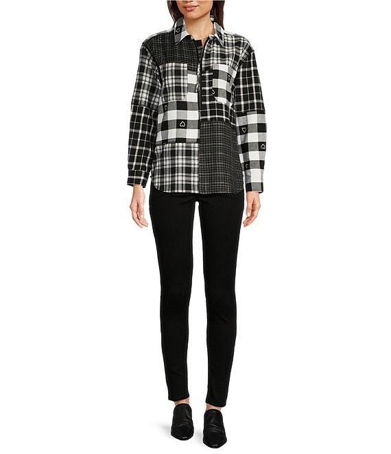 Tru Luxe Mixed Plaid Collar Long Sleeve Shirt Product Image